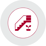 Escalera con planta en maceta