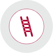 Escalera en círculo rojo